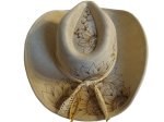 Light tan Vegan Suede Hand burned cowboy hat (image for) Light tan Vegan Suede Hand burned cowboy hat
