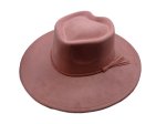 Heart shaped Vegan suede wide brim hat - Dusty Pink (image for) Heart shaped Vegan suede wide brim hat - Dusty Pink
