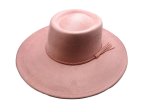 Round Top wide brim Vegan suede hat - Dusty Pink (image for) Round Top wide brim Vegan suede hat - Dusty Pink