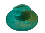 Vegan suede Wide brim hat - Emerald Green (image for) Vegan suede Wide brim hat - Emerald Green