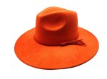 Vegan suede Wide brim hat - Orange (image for) Vegan suede Wide brim hat - Orange